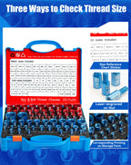 66 Nut and Bolt Thread Checker with Storage Box, Thread Checker Measuring Tool(32 Metric & 34 Standard), Bolt Size and Thread Gauge Finder Suitable for inspecting in Narrow and Tricky Areas