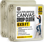 Utopia Drop Cloth (6x9 ft, 2 Pack) Washable and Reusable Drop Cloth for Painting, Furniture & Floor Protection Highly Absorbent Painting Tarp - Canvas Drop Cloth for Outdoor and Indoor Use