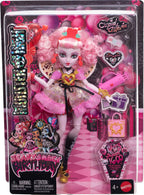 Monster High Scary Sweet Birthday Doll, Cupid Asteria in Pink and Red Party Dress with Themed Accessories Like Invite, Balloon, Gift and More