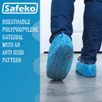 Safeko Premium Disposable Boot & Shoe Covers Booties, Durable, Non-Slip, Non-Toxic, Recyclable Protectors, Fits Most Shoes - Blue - Pack of 100 (50 Pairs)