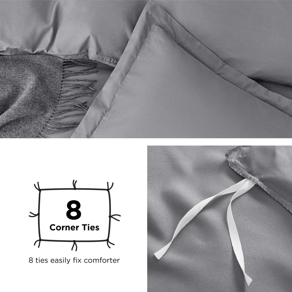 Bedsure Duvet Cover Queen Size - Soft Double Brushed Bedding Set for Kids & Adults, Zipper Closure, 3 Pieces, Includes 1 Duvet Cover (90"x90") & 2 Pillow Shams, NO Comforter, Grey