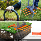 Walensee Broadfork Garden Tool, 9 Tines Heavy Duty Broad Fork Hand Tiller, 2-in-1 Garden Pitchfork with Ergonomic U-Shaped Handle, Spading Digging Fork for Gardening, Cultivating