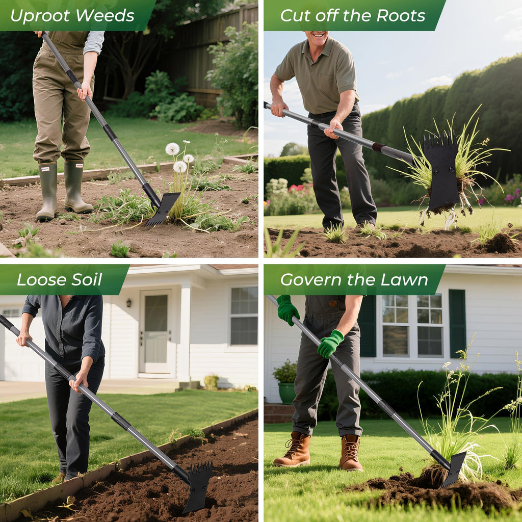 Walensee 2-in-1 Weed Puller Tool and Garden Hoe, Long Handle Weed Rake