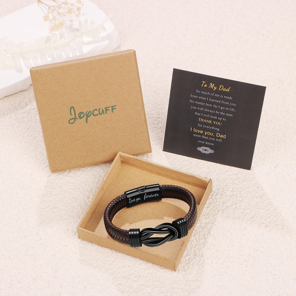 JoycuFF Gifts for Son Men Bracelet Personalized Infinity Knot Bracelet for Men Inspirational Birthday Christmas Graduation Gifts for Son from Mom Dad