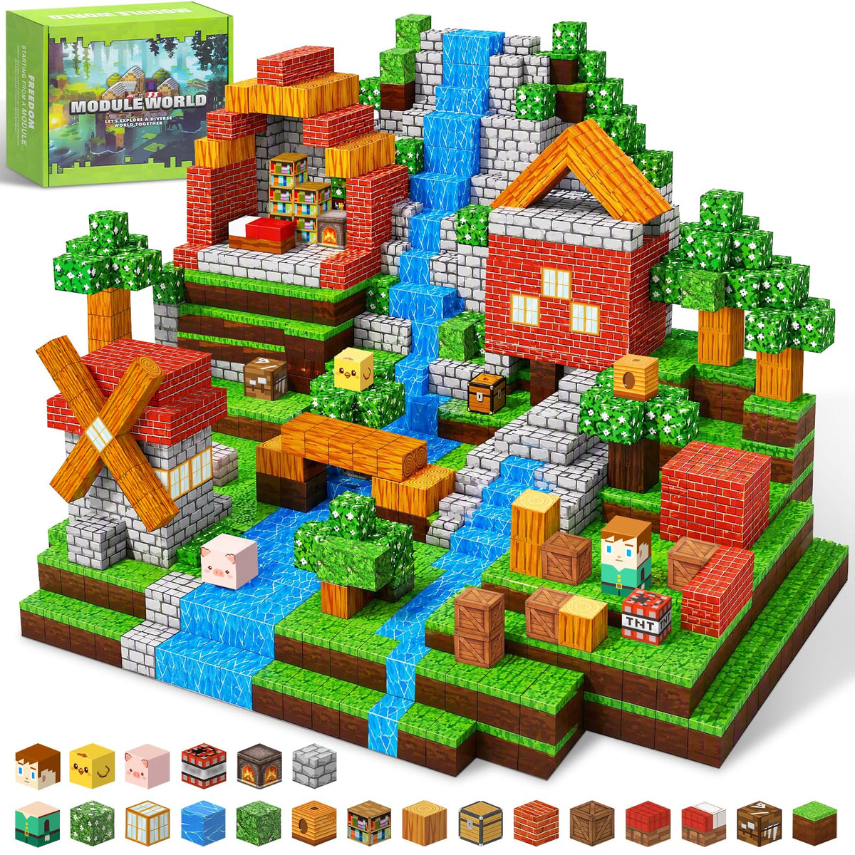 MUUHU 300PCS Magnetic Blocks - 0.8" Magnetic Building Blocks for Kids