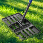 Lawn Leveling Rake, 6 FT Long Lawn Leveler with 17 x 10 Small Rakes Head for Smooth Garss Soil Dirt Sand, High Effect Long Handle Ground Leveling Tool with Round Edge for Yard Garden, No Flip