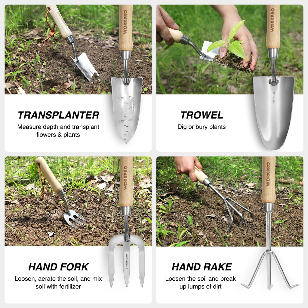 WORKPRO 8-Piece Pink Garden Tool Set - Pink