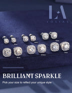 LOLIAS Moissanite Halo Flat Back Earrings for Women Men Hypoallergenic