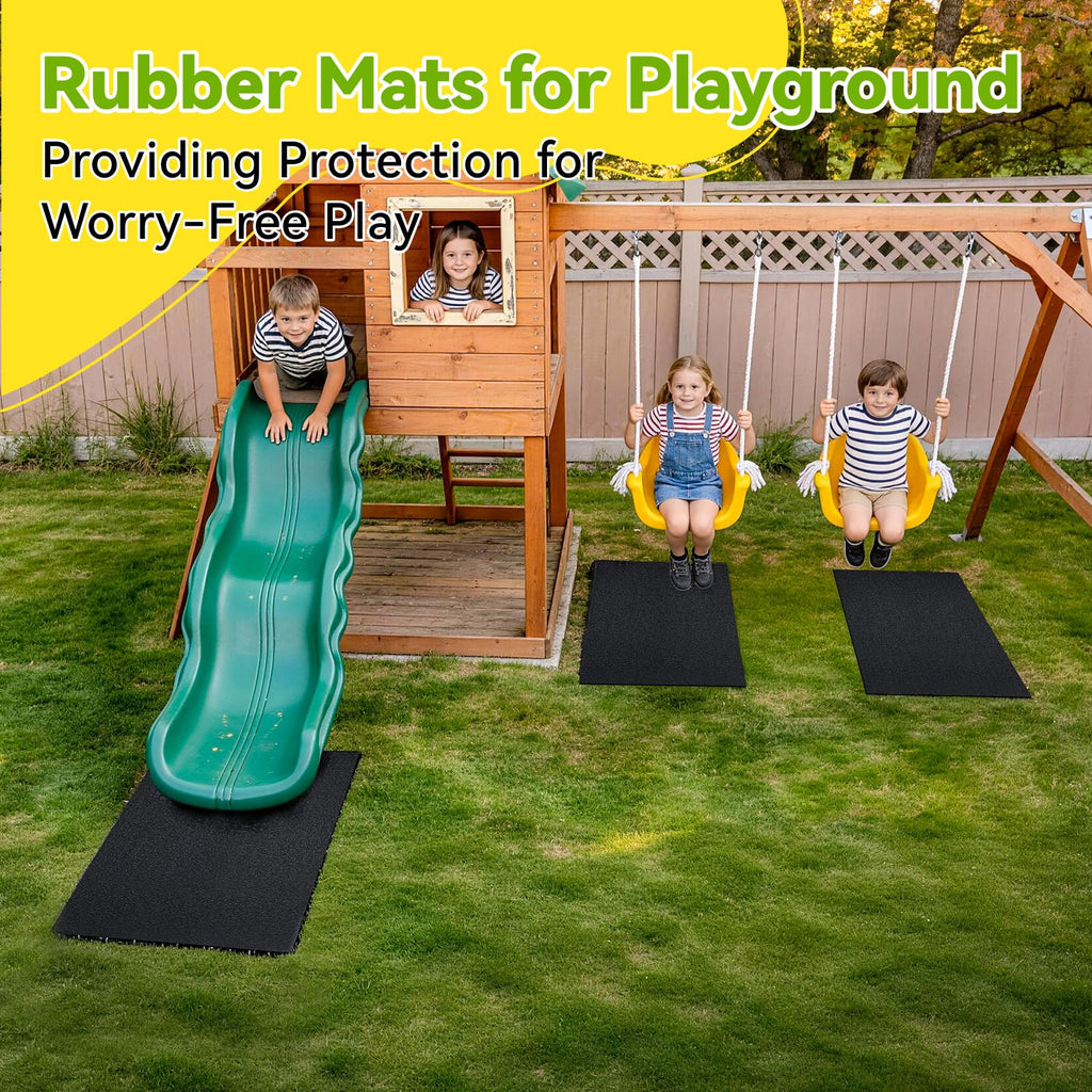 2-Pack Outdoor Playground Mats, 40" L X 24" W High-Density PVC Playground Protection Mats Rubber Wearmat with Double-Sided Anti-Slip Texture for Swings and Slides