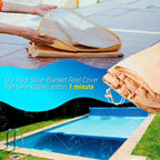Solar Reel Cover for Winter Storage, Up to 20 Ft Inground Swimming Pool Solar Blanket Covers, Water & UV Resistant 420D Oxford Fabric Blanket with Drawstring for Outdoors, Beige