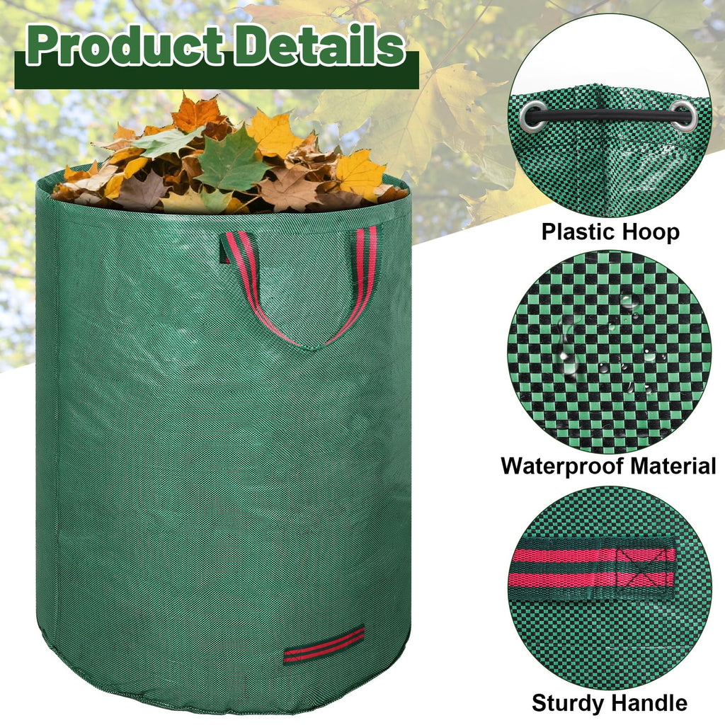 Dntorx 72-Gallon Lawn Leaf Bags, 3-Pack Reusable Yard Waste Bags
