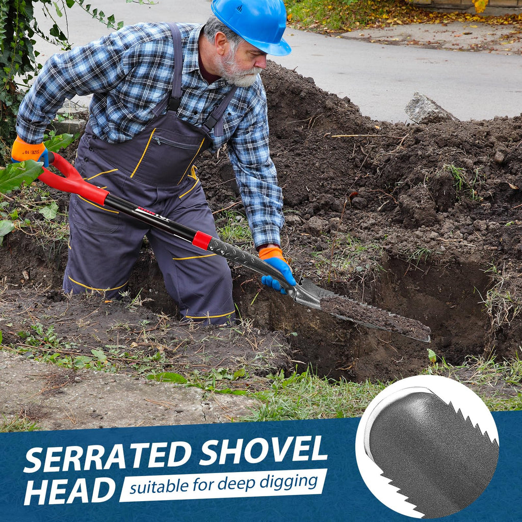 HANTOP Drain Spade Root Saw Spades Narrow Serrated Shovel, 44 inches