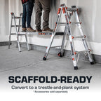 Little Giant Velocity M18 Multi-Position Aluminum Ladder, A-Frame, Extension, 90-Degree and Trestle Modes, Lightweight with Slip-Resistant Feet and Wheels, 300 lb. Type IA, 18-Ft Reach, 15417-001