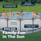 Bestway Steel Pro MAX 14' x 48" Above Ground Pool, Round Metal Frame Outdoor Swimming Pool Set with Filter Pump, Ladder, and Cover, Gray