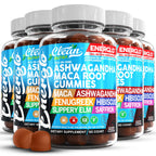 Ashwagandha Maca Root Gummies with Fenugreek Hibiscus Slippery Elm Saffron Extract & Beta Carotene | Peach Flavor Vegan Gummy Vitamins Adaptogen Cortisol Supplement Energlo by Clean Nutra (5)
