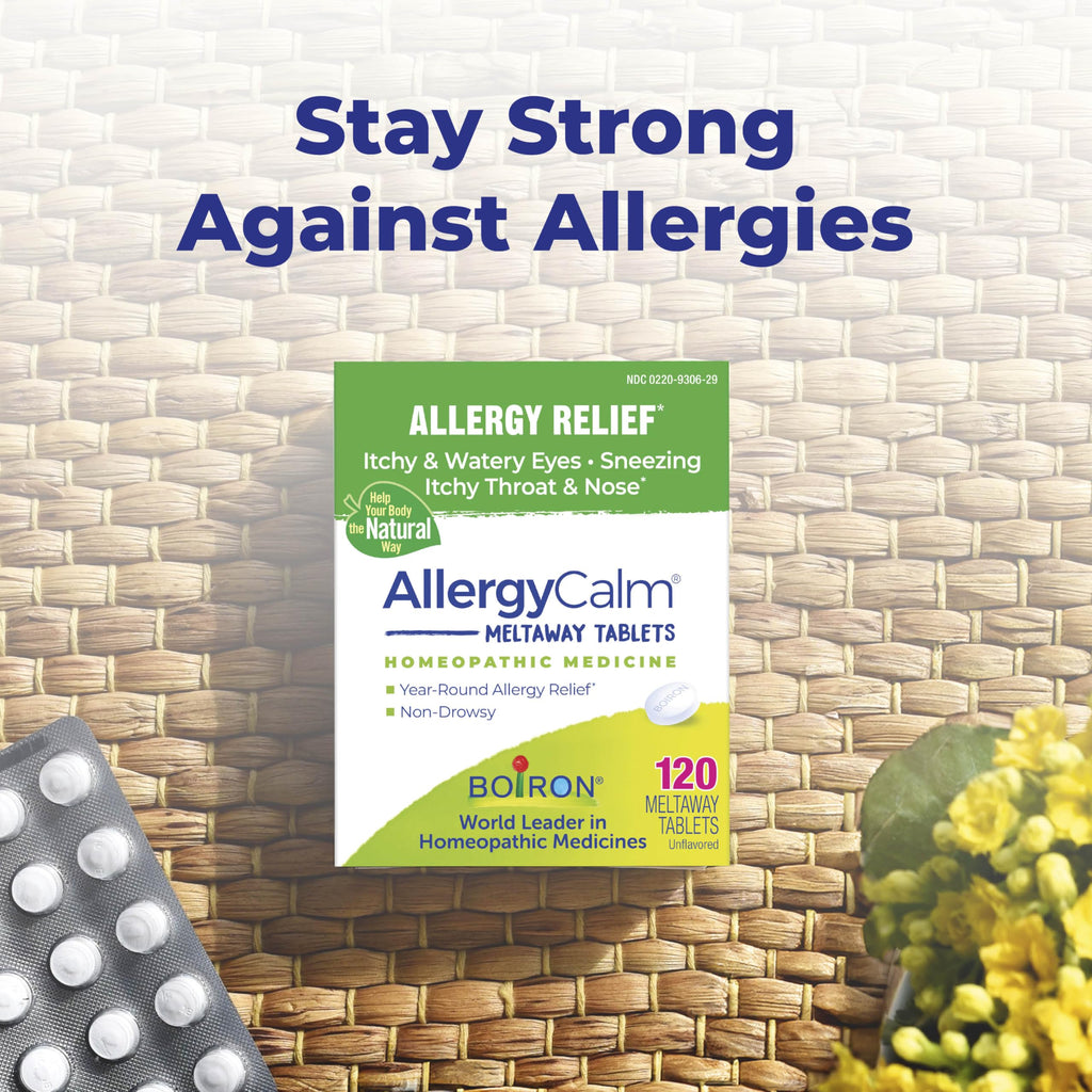 Boiron AllergyCalm Tablets for Relief from Allergy and Hay Fever Symptoms of Sneezing, Runny Nose, and Itchy Eyes or Throat - 120 Count