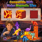 GobiDex Magnetic Tiles Lava & Cave Dinosaur Toys for Kids 3-5 5-7