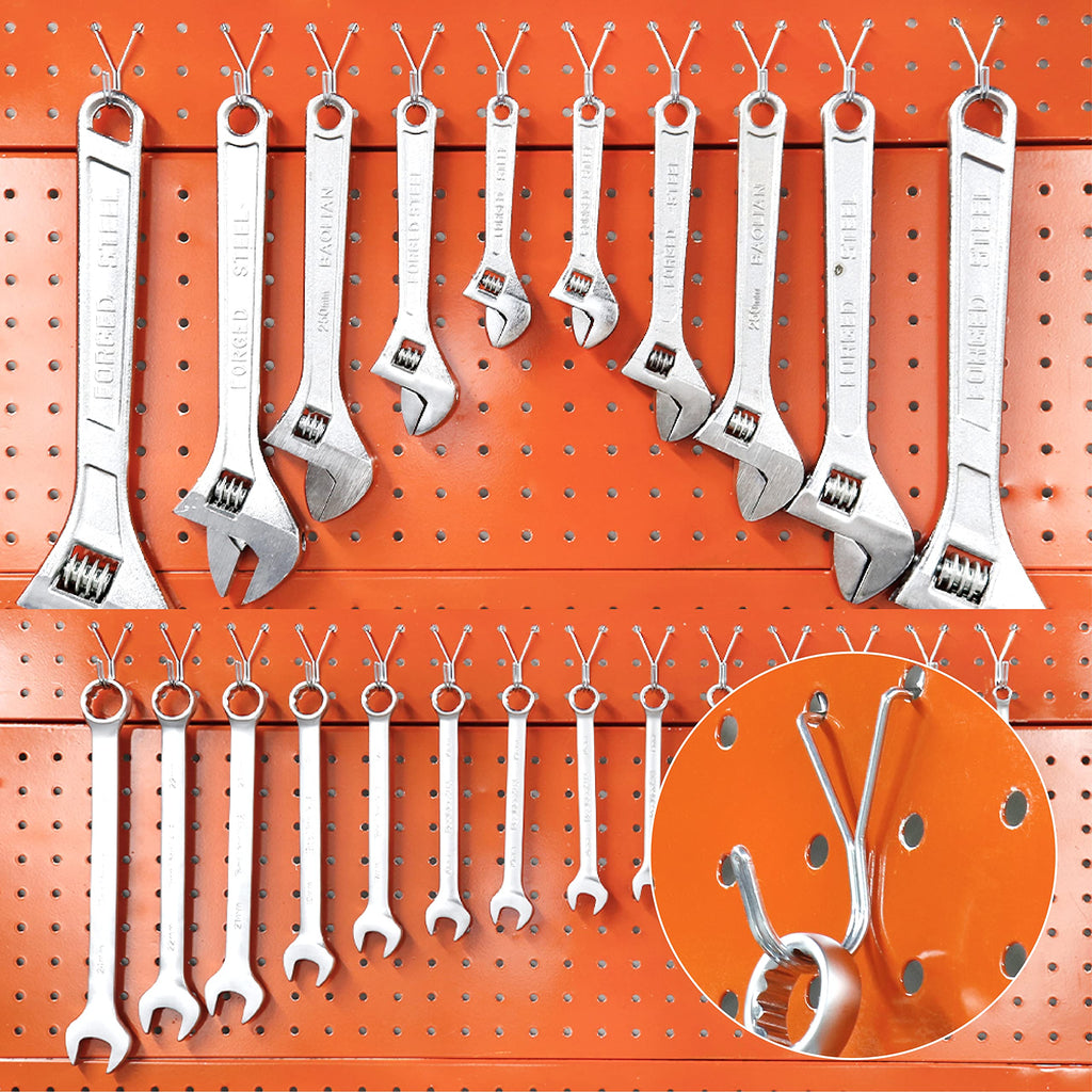 HUHOLE 80 Pack Pegboard Hooks J-Hook – 1 Inch Silver J Hooks for Pegboard – Heavy Duty Peg Board Hooks for Hanging Jewelry, Keys, Retail Items & Small Tools – Fits 1/8” & 3/16” Pegboards
