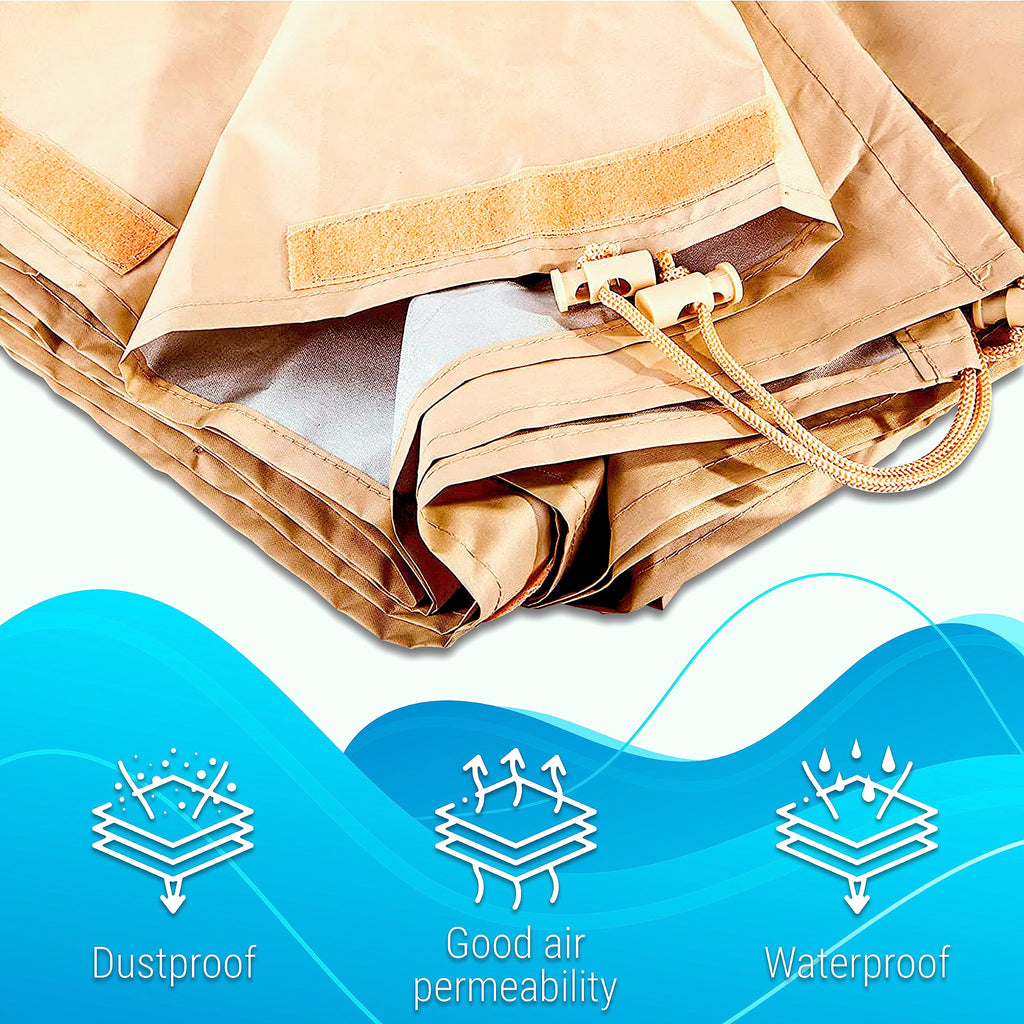 Solar Reel Cover for Winter Storage, Up to 20 Ft Inground Swimming Pool Solar Blanket Covers, Water & UV Resistant 420D Oxford Fabric Blanket with Drawstring for Outdoors, Beige