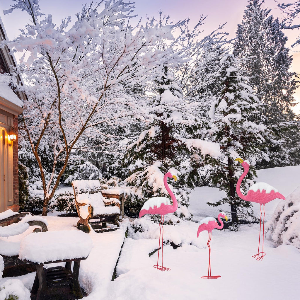 Ohuhu Family Flamingo Yard Ornaments, Set of 3 (32", 31", 19"), Pink