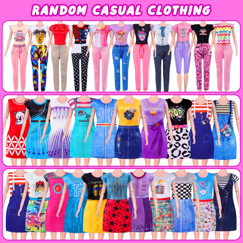 342 Pcs Doll Clothes and Accessories with Doll, Princess Gowns, Fashion Dresses, Top, Pants, Swimsuits, Shoes, Hangers and Other Accessories, Doll Playset Dress up Toy for Girls Toddlers Gift Toys