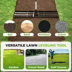 Lawn Leveling Rake, 45"x10" Stainless Steel Lawn Leveler with 76" Adjustable Handle, Heavy-Duty Yard Leveling Rake for Garden, Golf Course, Farm, Pasture, Professional Lawn Care Tool