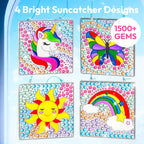 Klever Kits 4PCS Window Art, 2-in-1 Gems and Gels Suncatcher, 2 Ways to Play Diamond and Gels, Arts & Crafts Toys for Boys Girls, Christmas Birthday Gifts for Kids Age 6 and Up