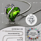 Leafael Gift Necklaces for Women, Infinity Love Birthstone Heart Pendant, Peridot Green Crystal for August, Birthday Jewelry for Her, Mom, and Wife, Silver Plated, 18" + 2" Chain