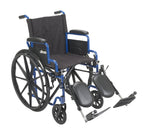 Drive Medical Blue Streak Lightweight Foldable Wheelchair - Enhanced Mobility Support - Durable Construction - Padded Comfort - Swing-Away Leg Rests - Desk Arms - Blue/Black - 16 Inch Seat