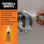 Gorilla 100% Silicone Caulk, Waterproof Sealant, 2.8oz Squeeze Tube, White