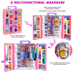 Closet Playset With 342 Pcs Clothes and Accessories, Princess Dresses, Tops, Pants, Swimsuits, Wardrobe, Shoes, Hangers and Other Accessories, Dress Up Toys for Girls Toddlers Gift
