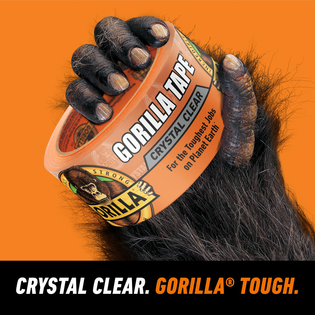 Gorilla Crystal Clear Tape, 1.88" x 18 yd, 1-Pack, Weather Resistant