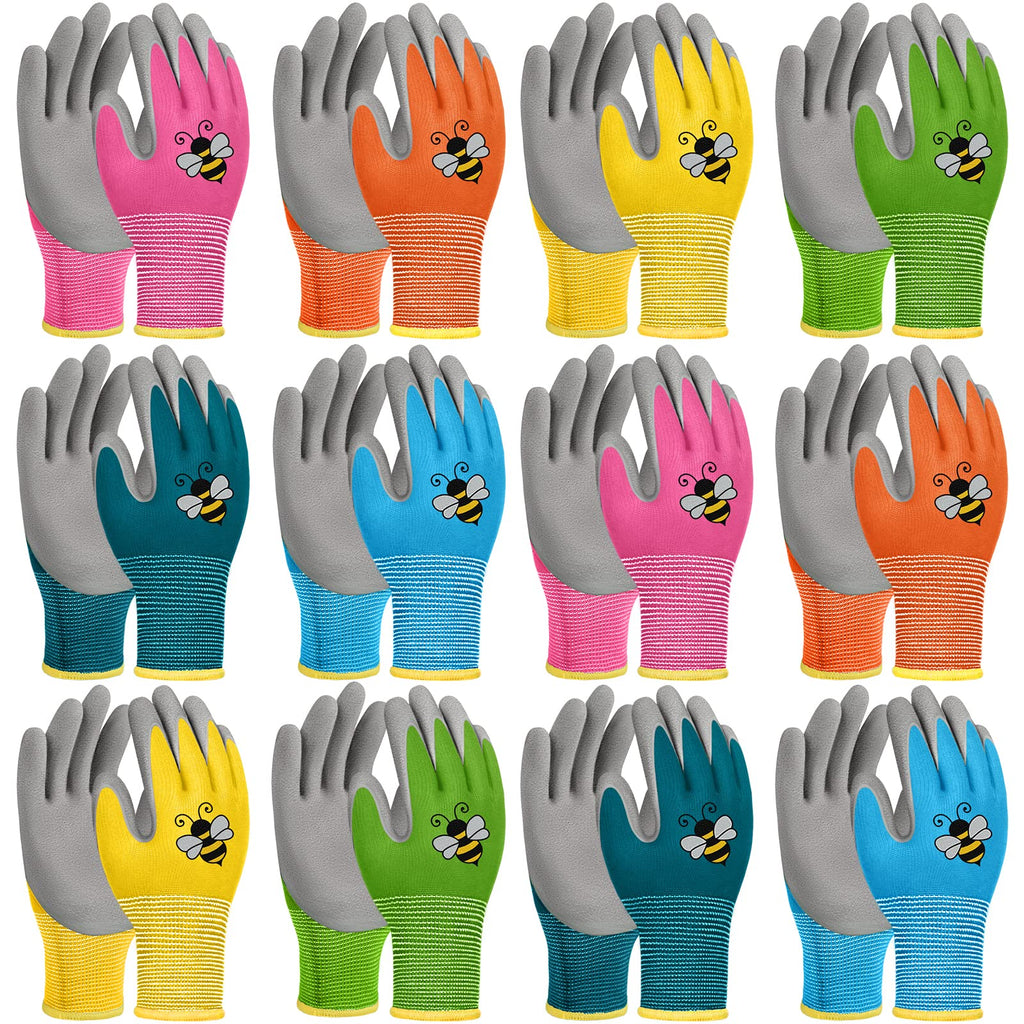 Yumoin 12 Pairs Kids Gardening Work Gloves (Large (Age 9-11))