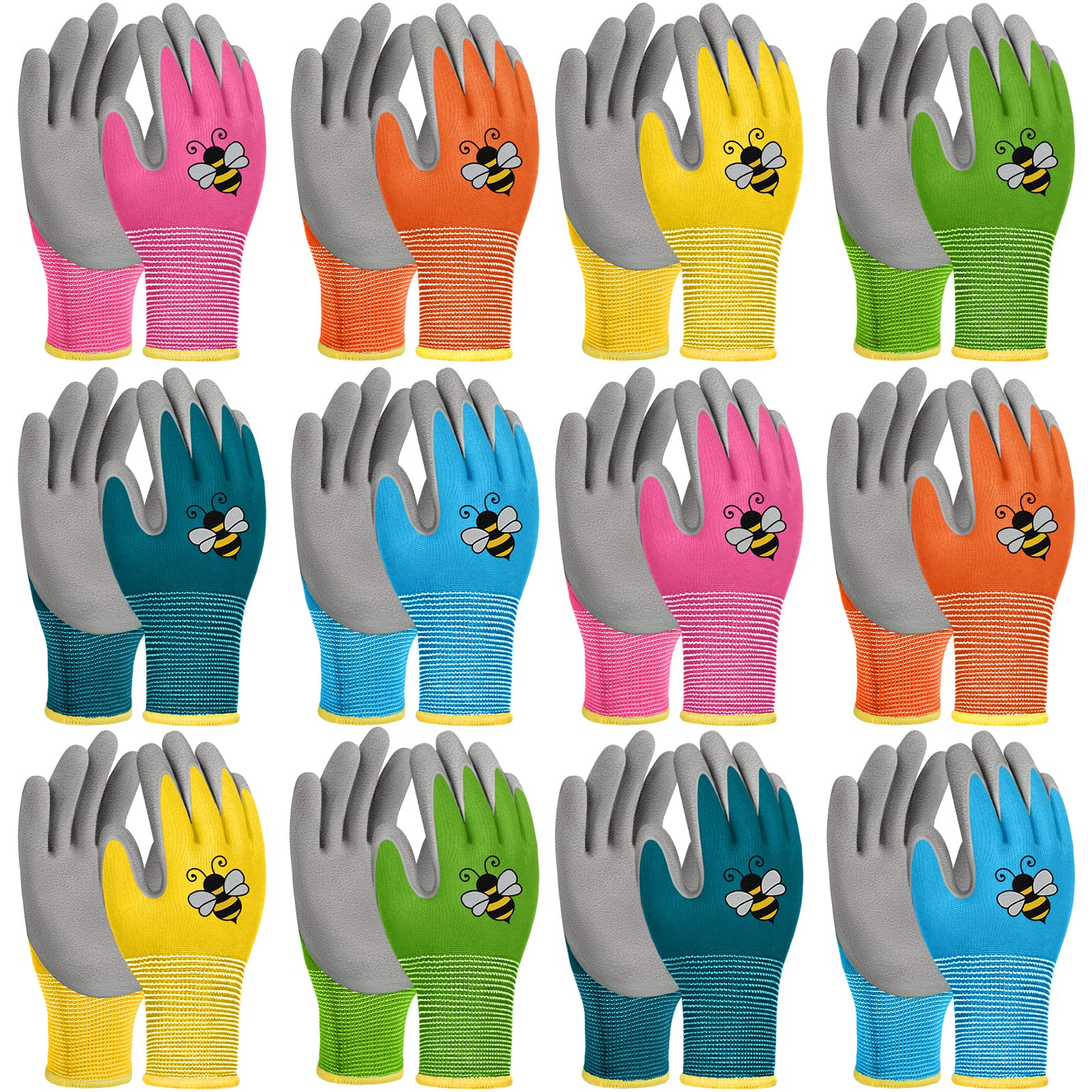 Yumoin 12 Pairs Kids Gardening Work Gloves (Large (Age 9-11))