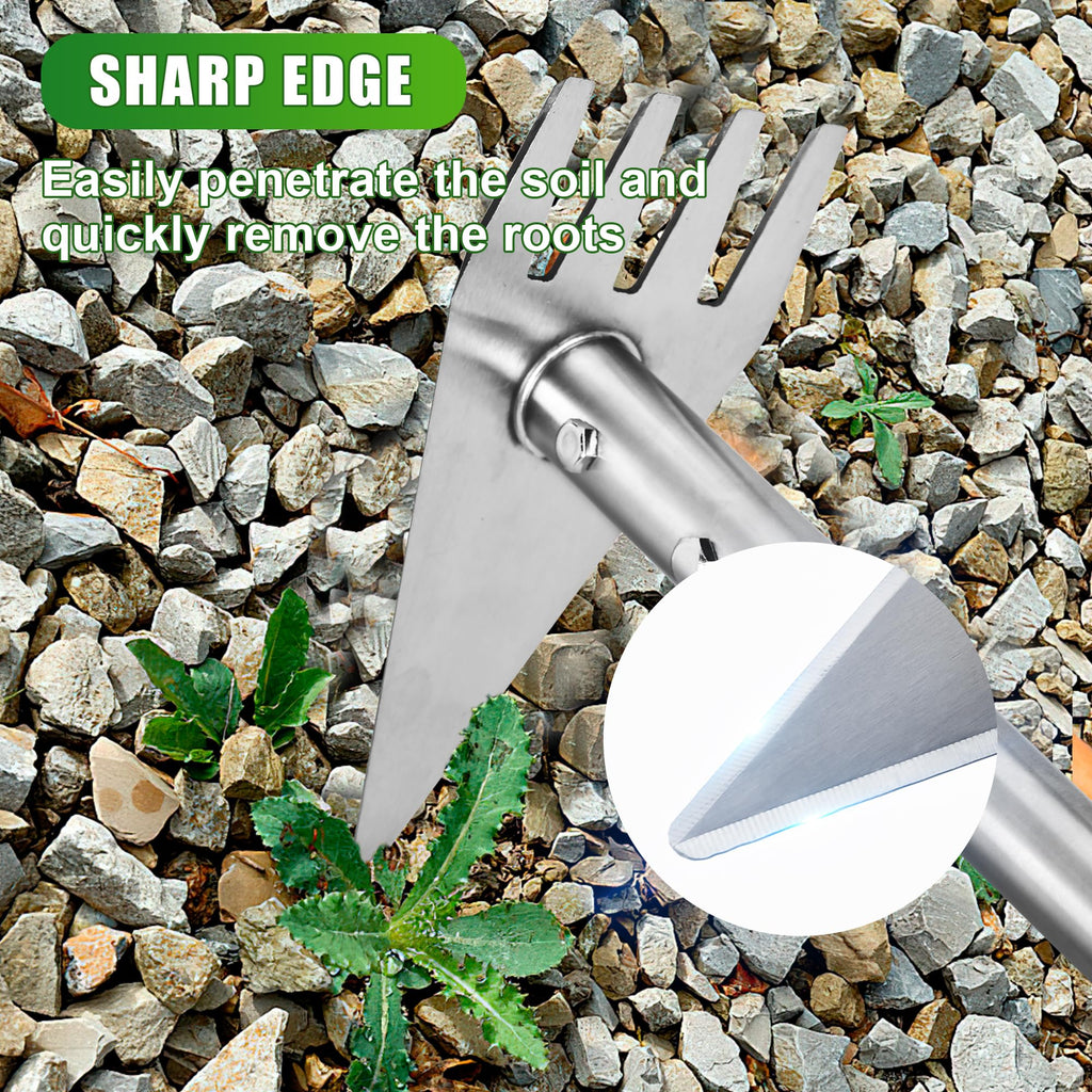 BARAYSTUS Hoe Garden Tool, 2-in-1 Garden Hoe & Weed Rake, 29.5"-57.7" Adjustable Long Handle, Stainless Steel Cultivator for Weeding, Digging, Loosening Soil, Planting & Root Removal