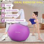 Fitvids Anti-Burst and Slip Resistant Exercise Ball Yoga Ball Fitness Ball Birthing Ball with Quick Pump, 2,000-Pound Capacity, Purple, 22-inch, M