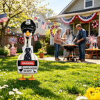 yuboo 4Pcs Police Officer Porch Goose Outfit, Funny Guard Goose Clothes for 23 Inch Large Geese, Includes Hat Sunglasses Tie & Warning Sign, 4th of July Summer Garden Yard Decor