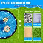 16FT Thick Round Pool Liner Pad For 15 FT Above Ground Pools 12Oz/Yd² Heavy-Duty Puncture Proof Above Ground Pool Padding Under Pool Seamless Pool Ground Mats for Pool Bottom (50% Thicker Than Others)