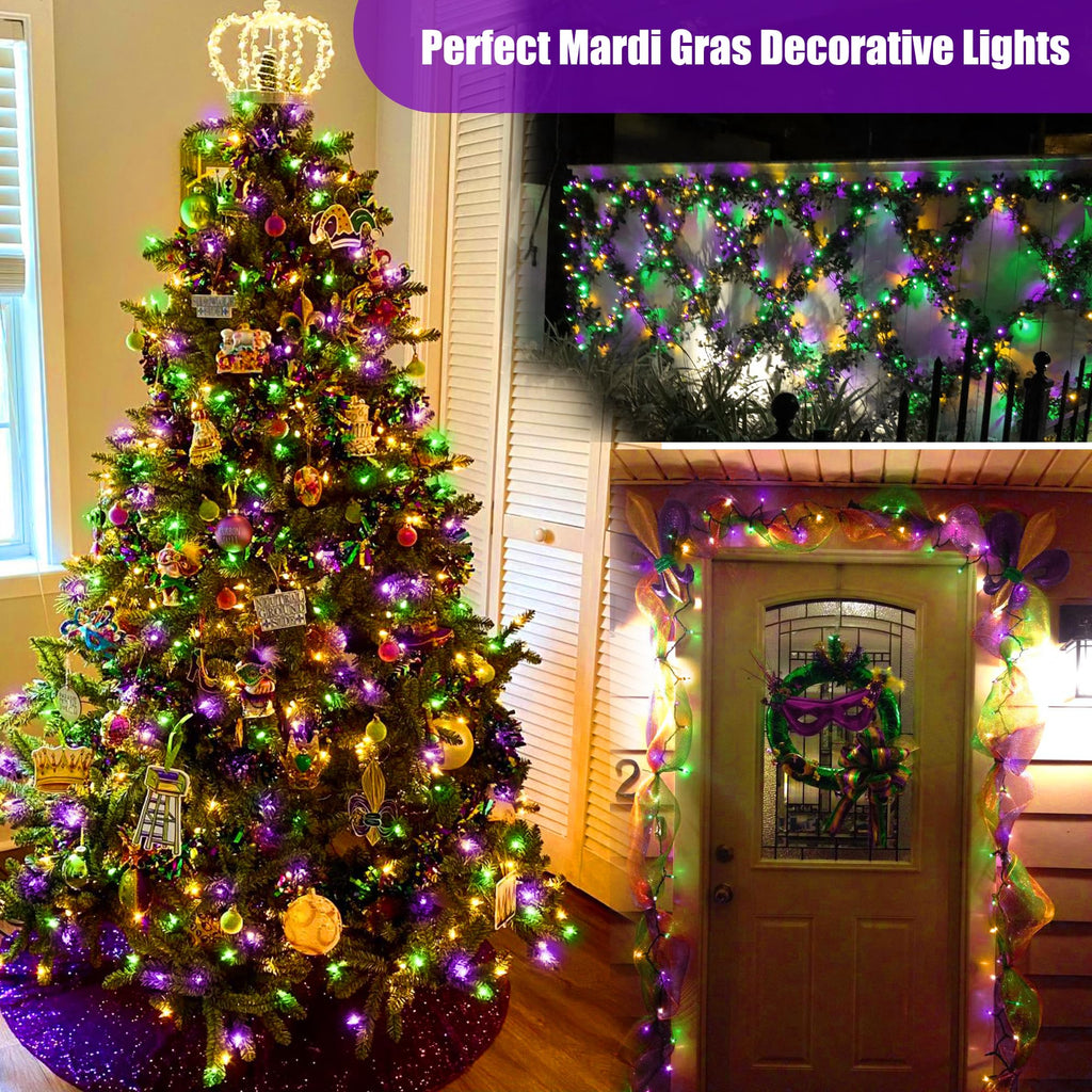 Brizled Halloween Lights Outdoor, Orange Purple Tree Lights, 200 LED, 66 ft