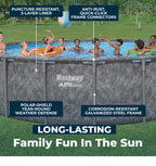 Bestway APX 365 22' x 52" Above Ground Pool, Round Metal Frame Outdoor Swimming Pool Set with Sand Filter Pump, Ladder, and Cover, Dark Marble