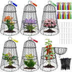 6 PCS 17.7"H X 11.42"D Garden Cloches,Chicken Wire Plant Covers Protectors Modular Design for Customizable Protection,Rust-Proof Heavy Duty Metal Plant Cage for Seedlings Flowers Protect from Animals