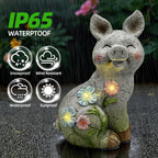 Solar Pig Statues Garden Decor,Outdoor Statue with Light for Lawn Ornaments