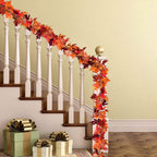 DearHouse 2 Pack Fall Garland Maple Leaf, 5.9Ft/Piece Hanging Vine Garland Artificial Autumn Foliage Garland Thanksgiving Decor for Home Wedding Fireplace Party Christmas (Red)