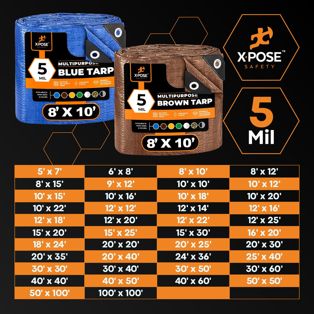 Better Blue Poly Tarp 12' x 16' (12-Pack) - Multipurpose Protective Cover - Lightweight, Durable, Waterproof, Weather Proof - 5 Mil Thick Polyethylene - by Xpose Safety