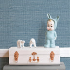 JiffDiff Grasscloth Wallpaper Peel and Stick 1181" x 17.3" Blue Cream Grassweave Stick on Wallpaper Textured Self Adhesive Wall Paper Contact Paper