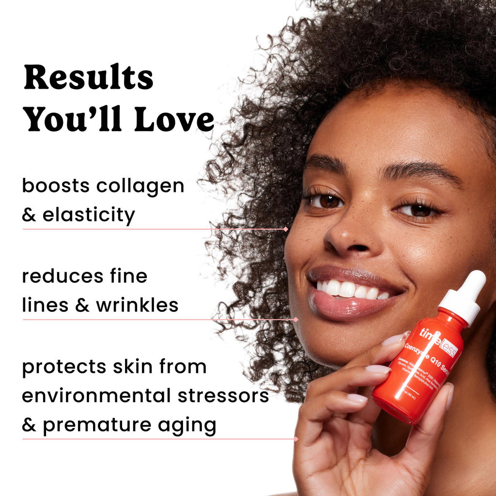 Timeless Skin Care Coenzyme Q10 Serum - Skin Care Serum for Smoothing - Fragrance-Free - Coenzyme Q10 - with Hyaluronic Acid - 4 oz
