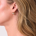 Electric Picks Bentley Earrings for Women, 14k Gold Plated 7mm Crystal Drop Earrings, Minimalist Everyday Sparkle Jewelry, Hypoallergenic Diamond-Look Gift