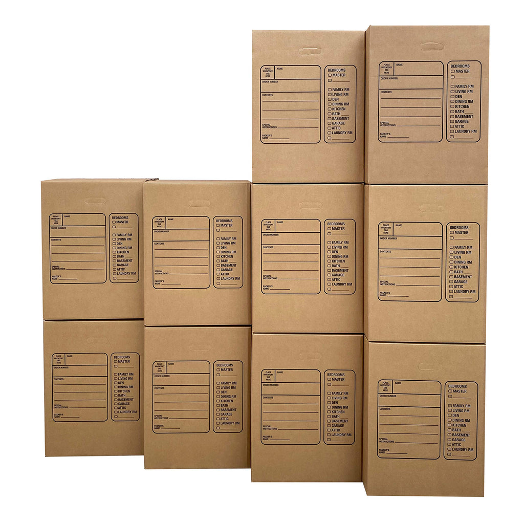 Uboxes Moving Boxes with Handles, 10 Premium Large, 18 x 18 x 24, Brown, BOXINDSLAR10