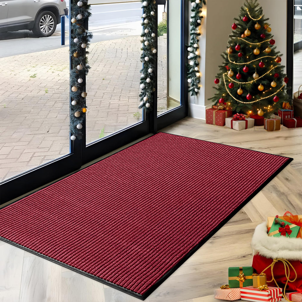 MaxMat® Extra Large Commercial Door Mat, Rubber Border Heavy Duty Door Mat, Waterproof, Low-Profile, Easy to Clean, Rubber Entry Mat. (Red, 3 x 5 Feet)
