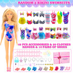 Style Shine 100 Pcs Doll Clothes & Accessories, 4 Wedding Gowns 2 Evening Dresses 6 Fashion Dresses 1 Jumpsuit 5 Tops 5 Pants 2 Swimsuit, 20 Hangers 10 Shoes 46 Accessories Toys for Girl Birthday Gift